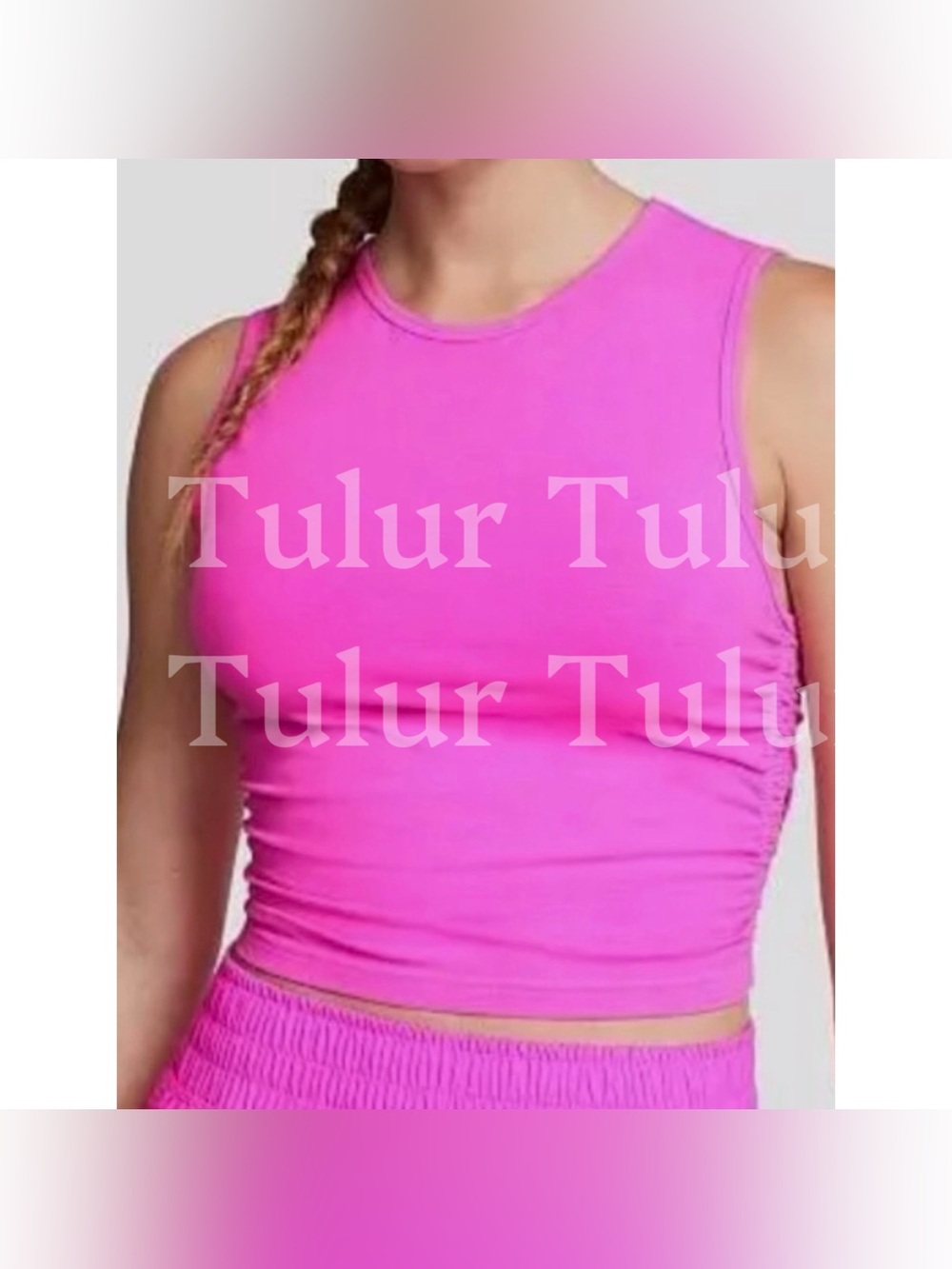 VS Pink Hot Pink All-Day Cotton Side-Ruched Tank Top XS NWOT
